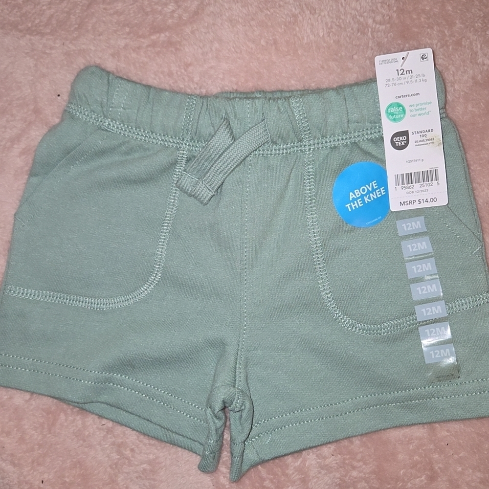 Green Kids Shorts 12 Months